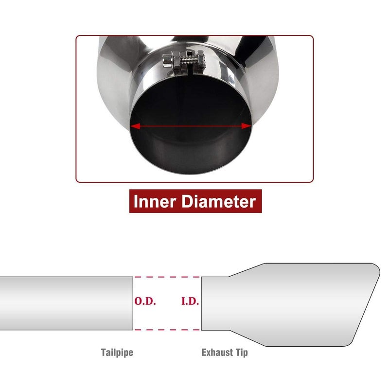 Upower 4" to 10" Exhaust Tip Mirror Polished 4 Inch Inlet 10 Inch Outlet Exhaust Tailpipe 18" Length Bolt-On 45 Degree Angle Cut Tail Pipe - Image 3